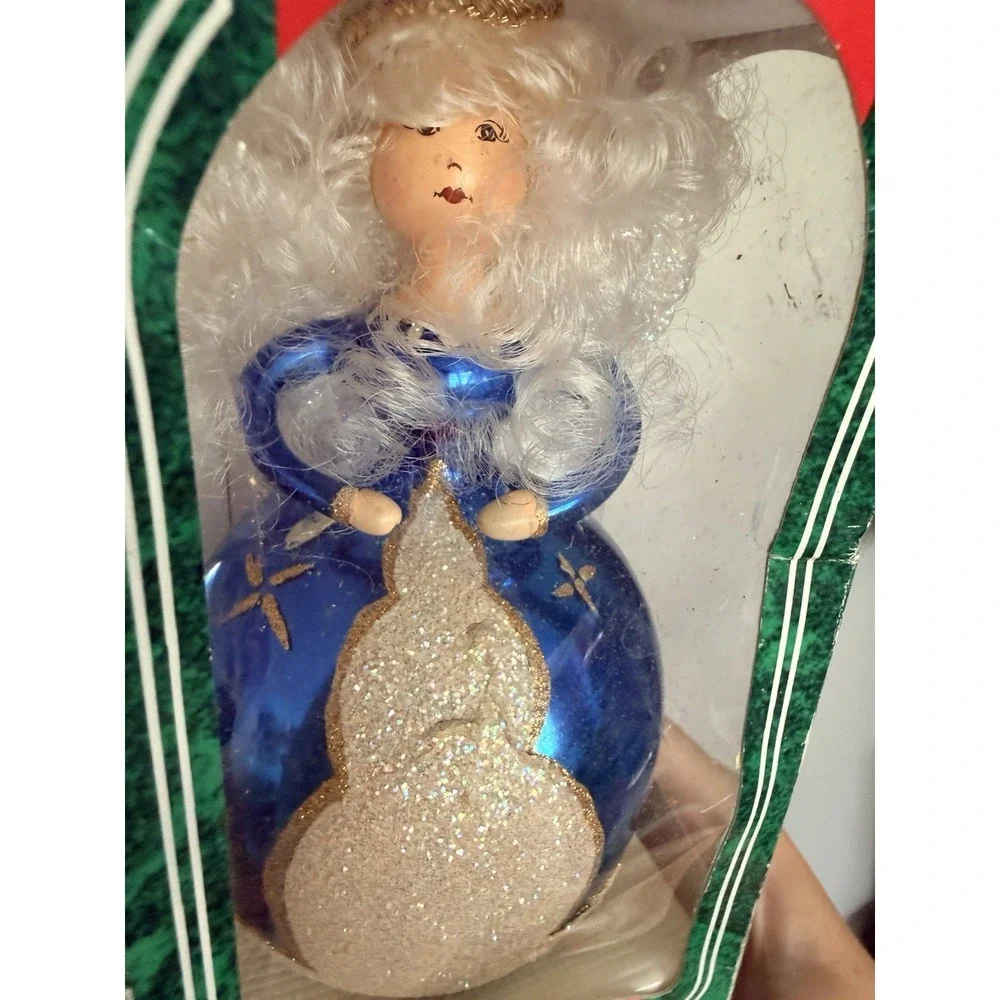 Vtg Santas Best Glass Christmas Ornament European style Glass Angel 1995 New
